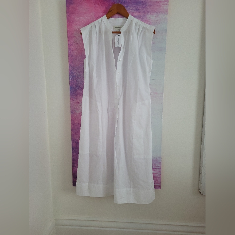 Banana Republic White Sleeveless Midi Shirt Dress